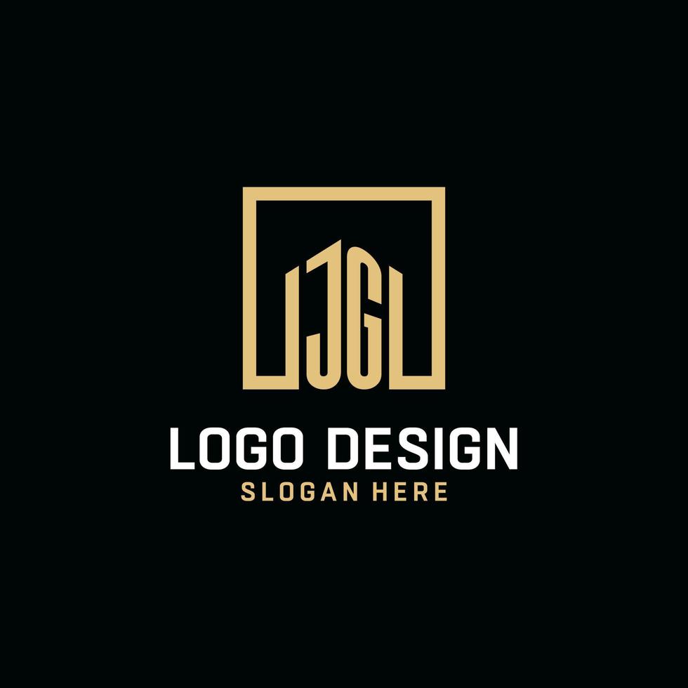 JG initial monogram logo design with square shape design ideas vector