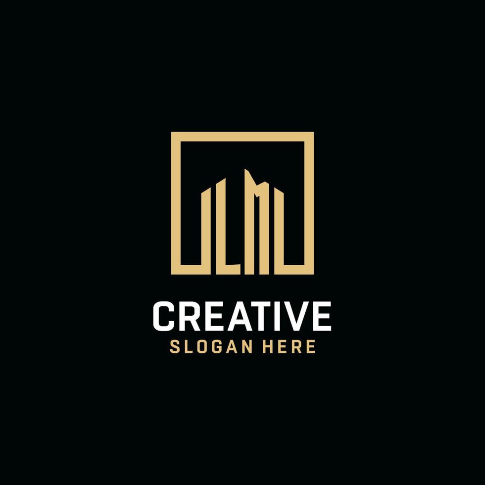 LM initial monogram logo design with square shape design ideas vector