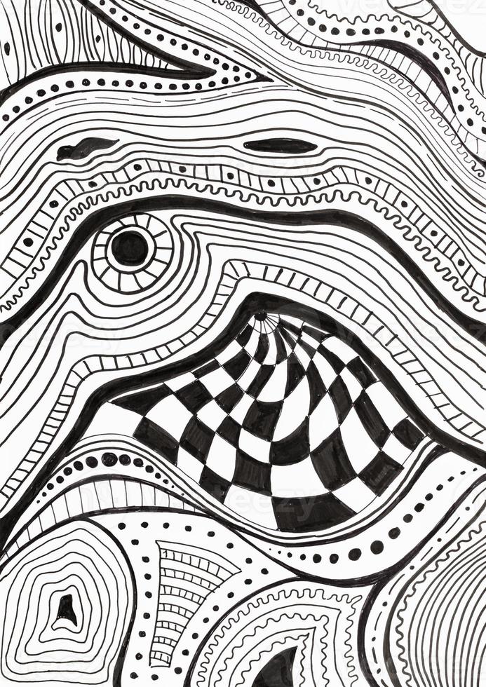 abstract black and white pattern drawn by ink photo