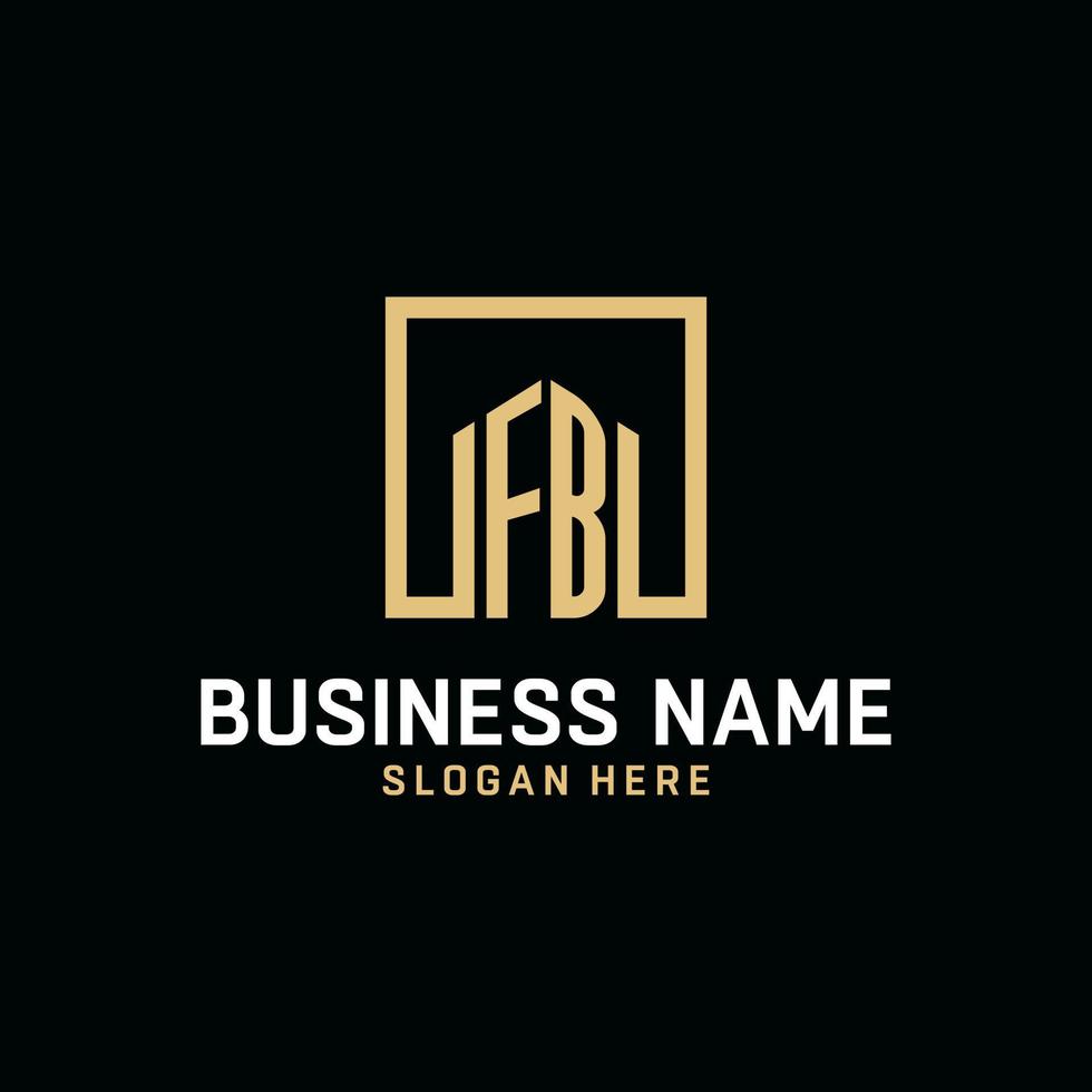 FB initial monogram logo design with square shape design ideas vector