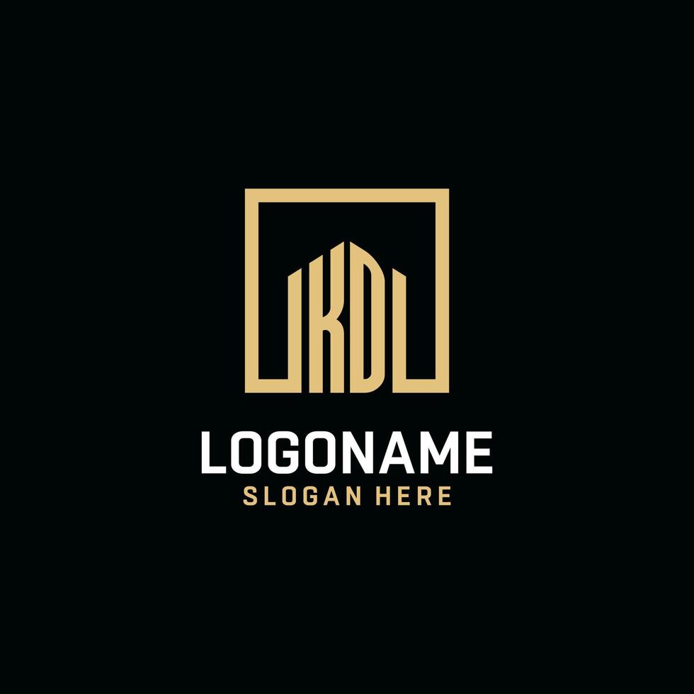 KD initial monogram logo design with square shape design ideas vector