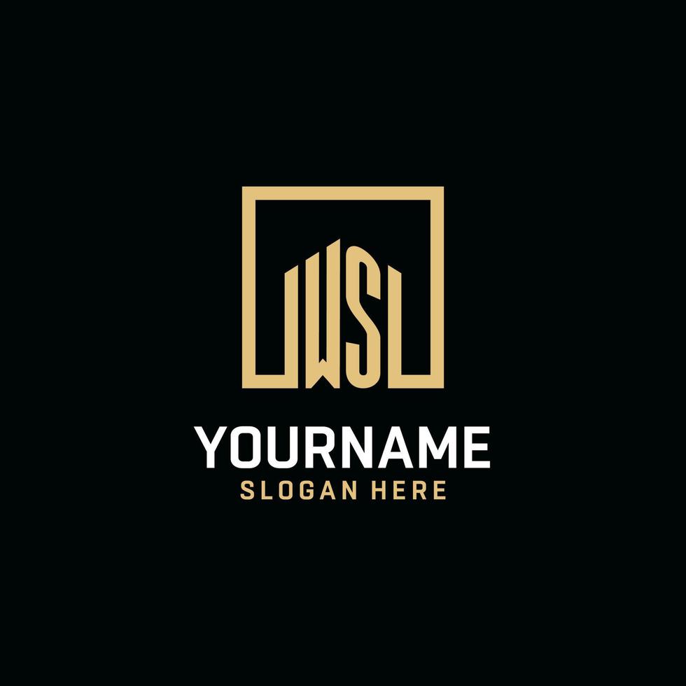WS initial monogram logo design with square shape design ideas vector