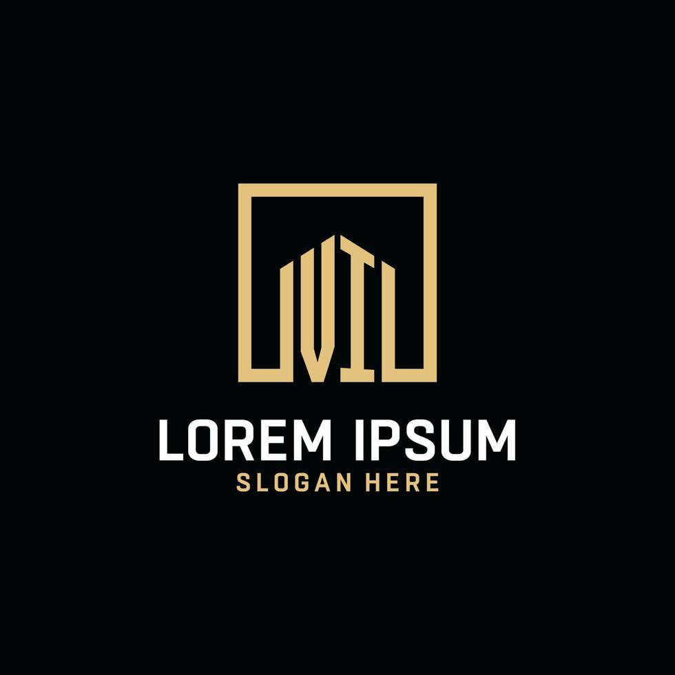 VI initial monogram logo design with square shape design ideas vector