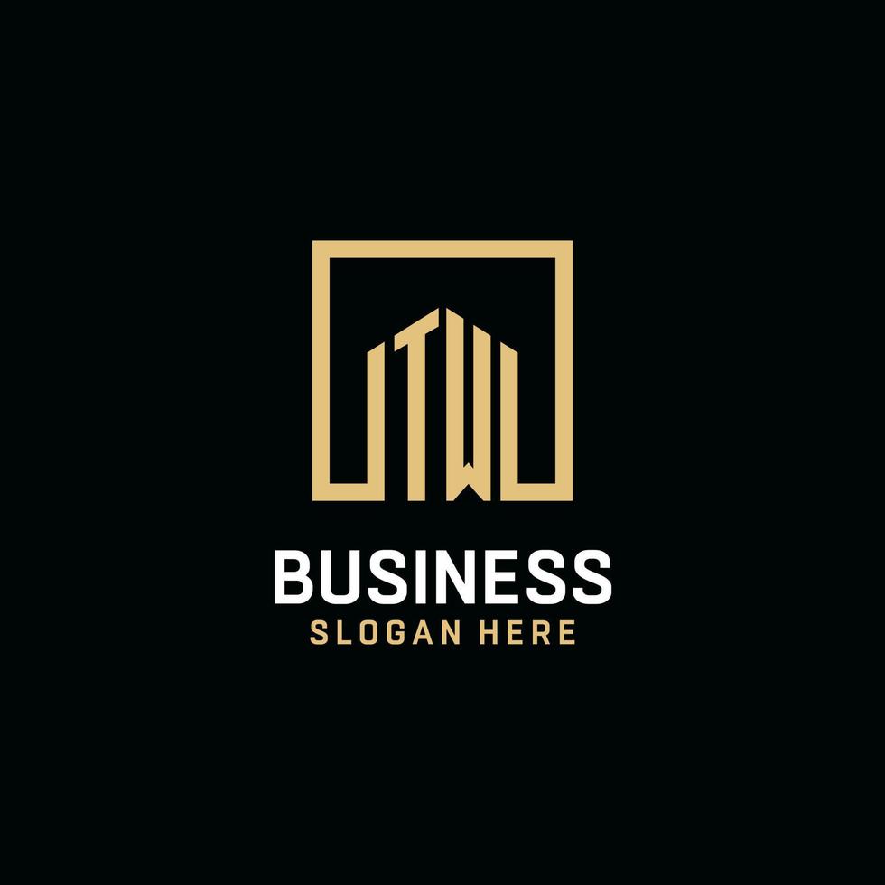 TW initial monogram logo design with square shape design ideas vector