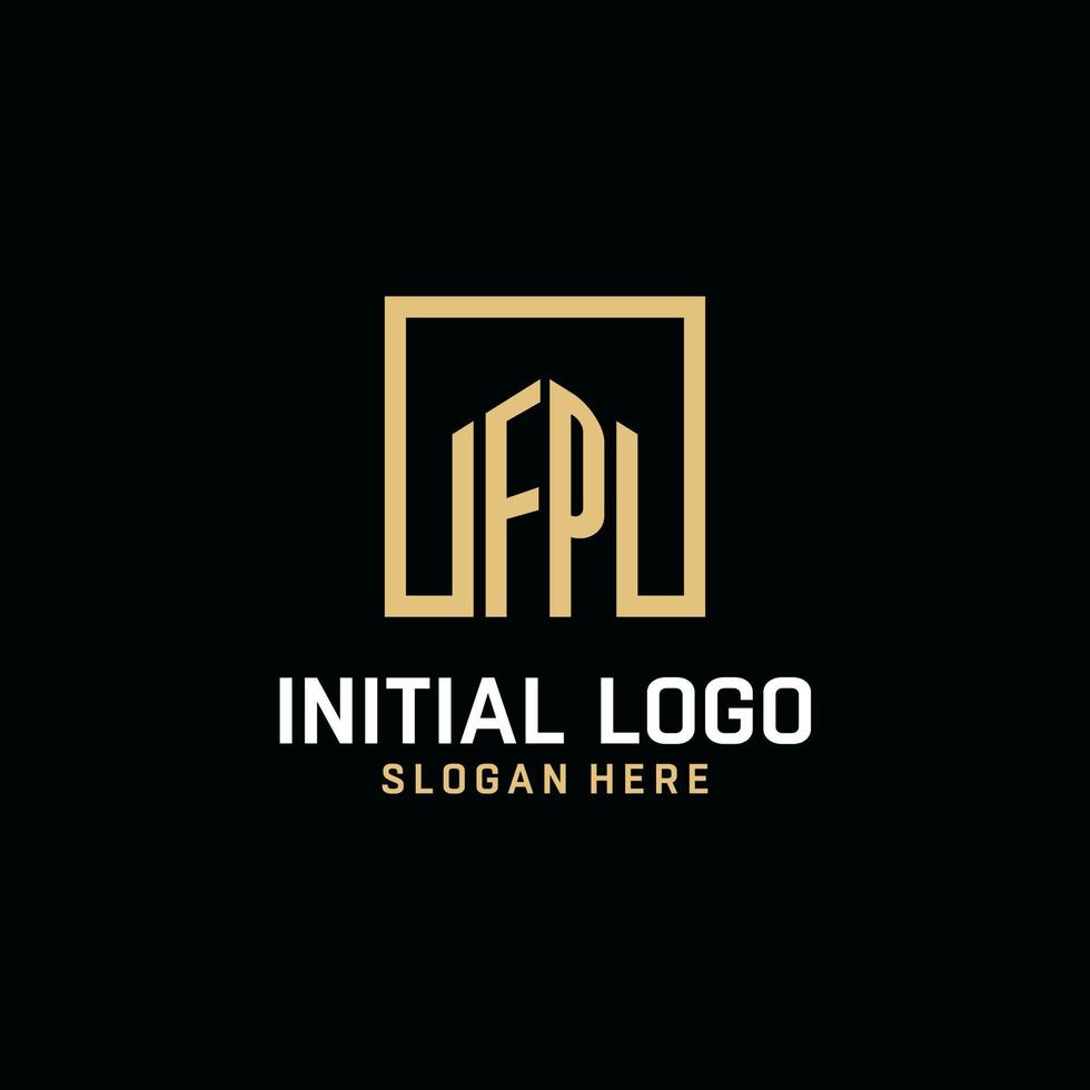 FP initial monogram logo design with square shape design ideas vector