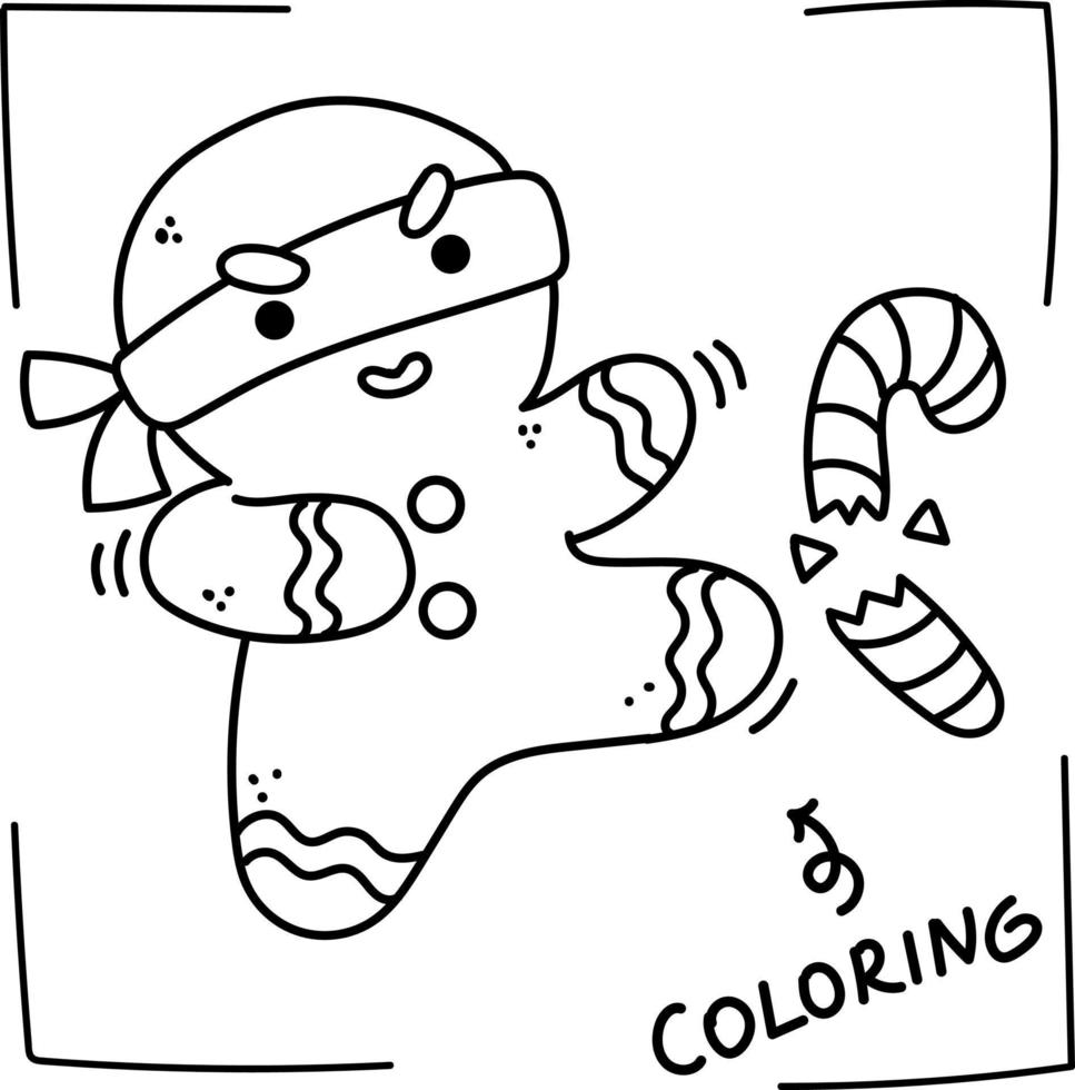 gingerbread man Vector line art illustration coloring page. 12781204