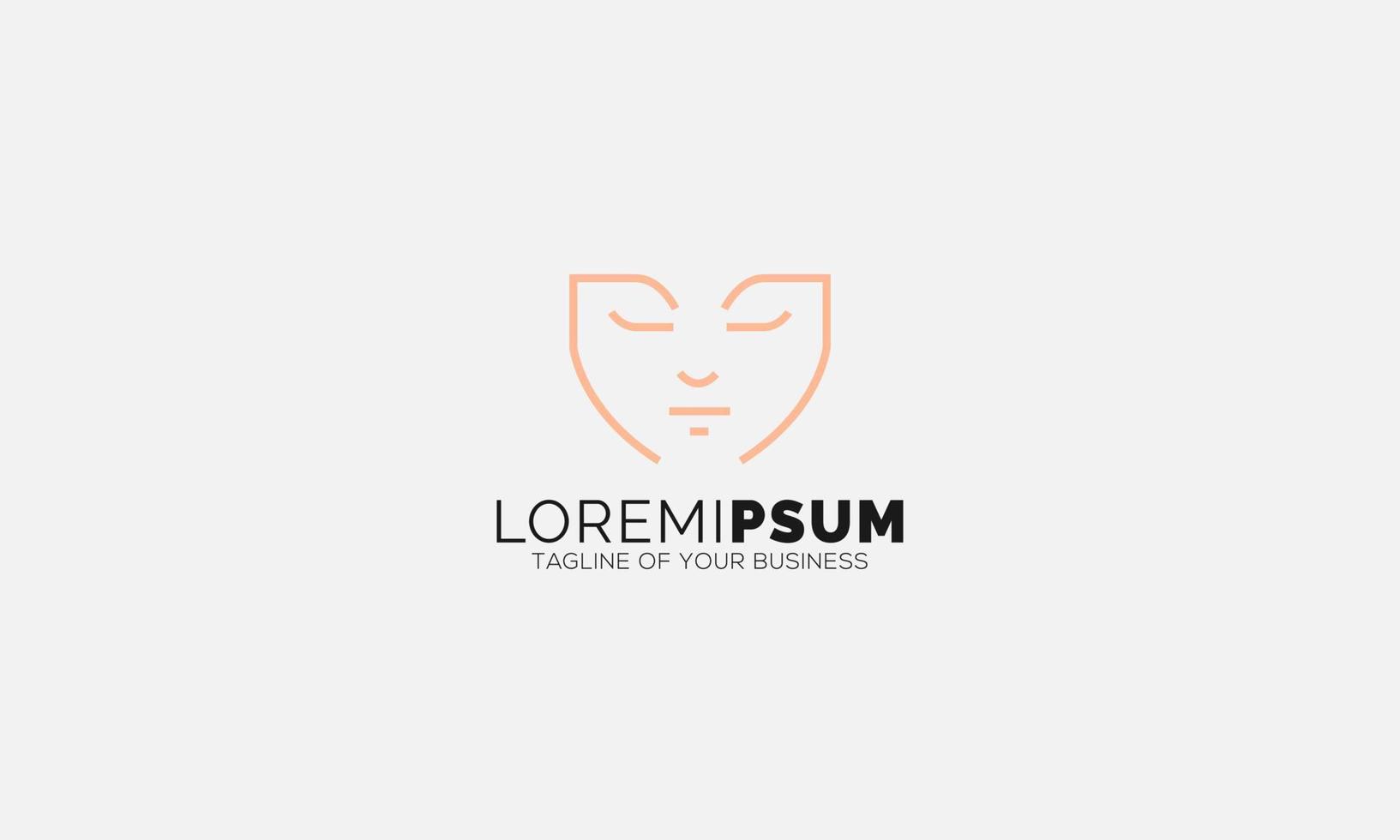 logo with a pretty face line art style Design vector