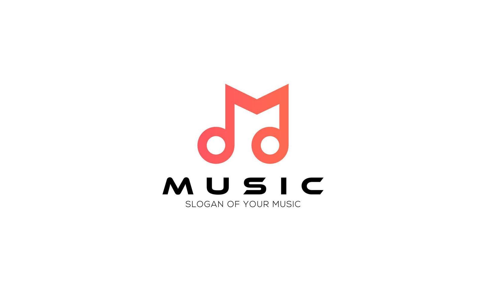 Letter M Music Logo Design Vector Icon