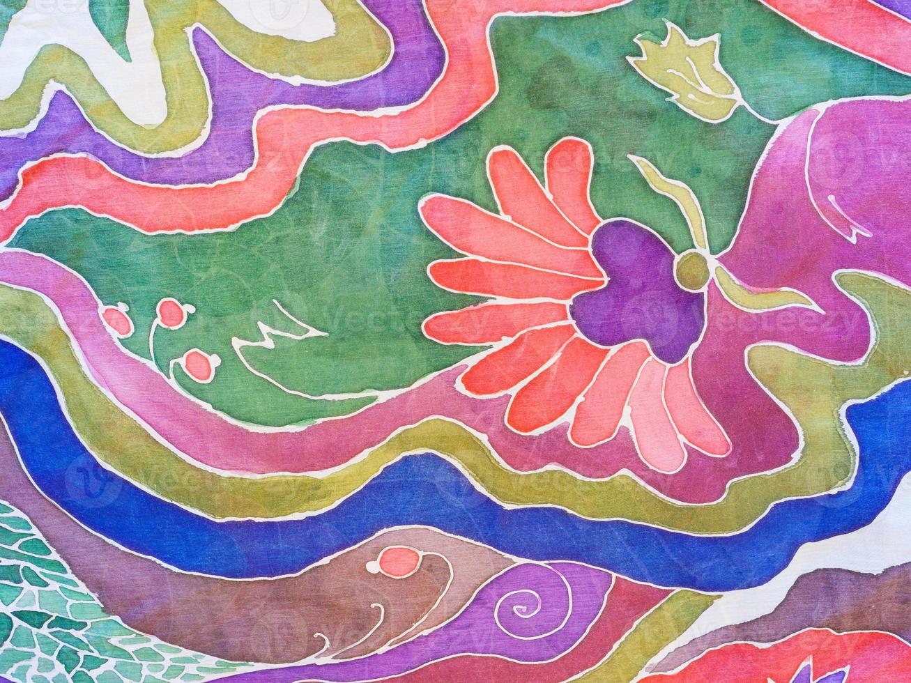patrón floral de color dibujado a mano en batik gris foto