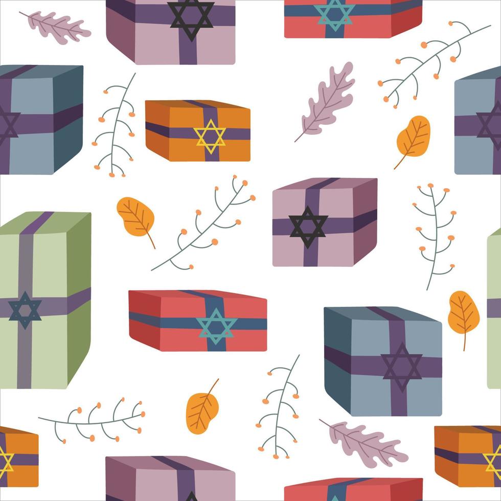 Happy Hanukkah seamless pattern, Jewish Festival of Lights background for greeting card, invitation, banner vector