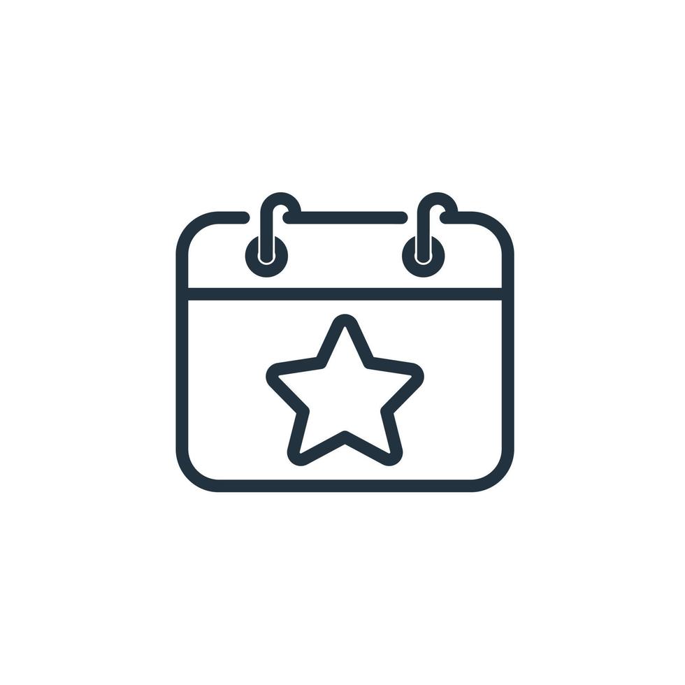 Star calendar icon isolated on a white background. Favorite symbols, Schedule for web and mobile apps. vector