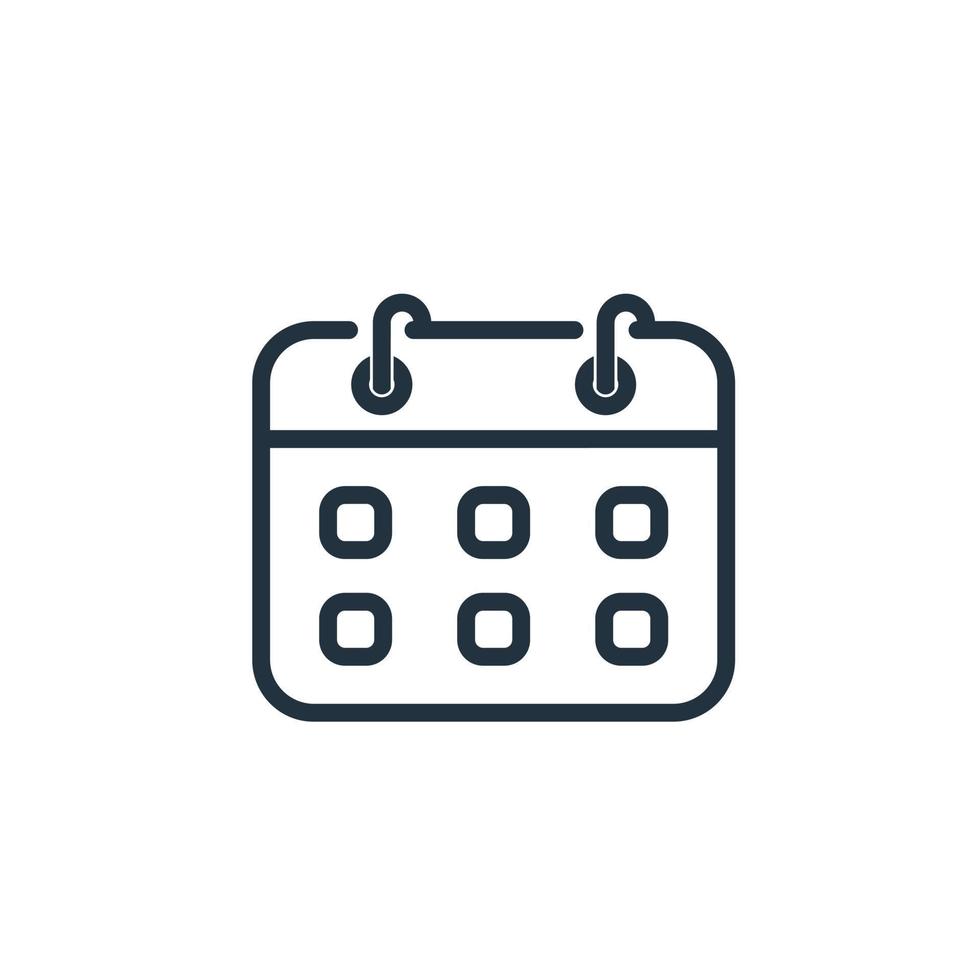 icono de calendario aislado en un fondo blanco. símbolo de programación para aplicaciones web y móviles. vector