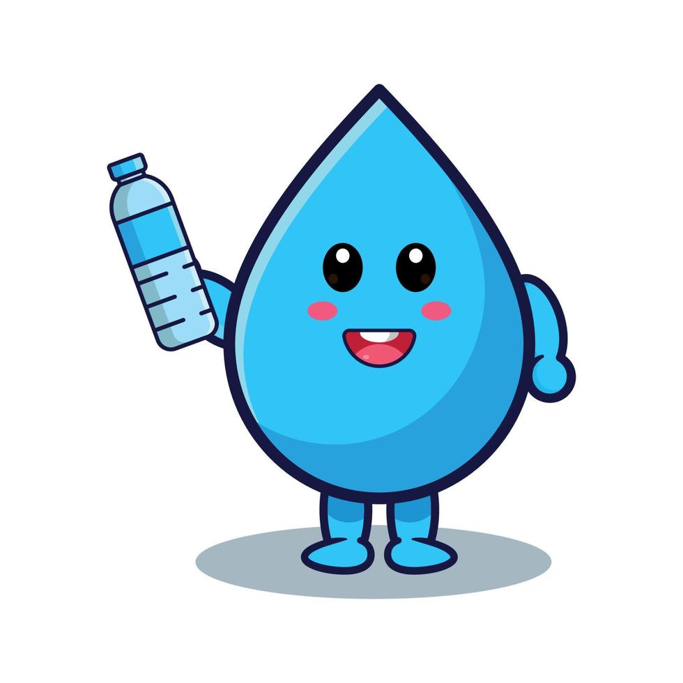 lindo personaje de dibujos animados de gota de agua que da una botella de  agua. 12781853 Vector en Vecteezy