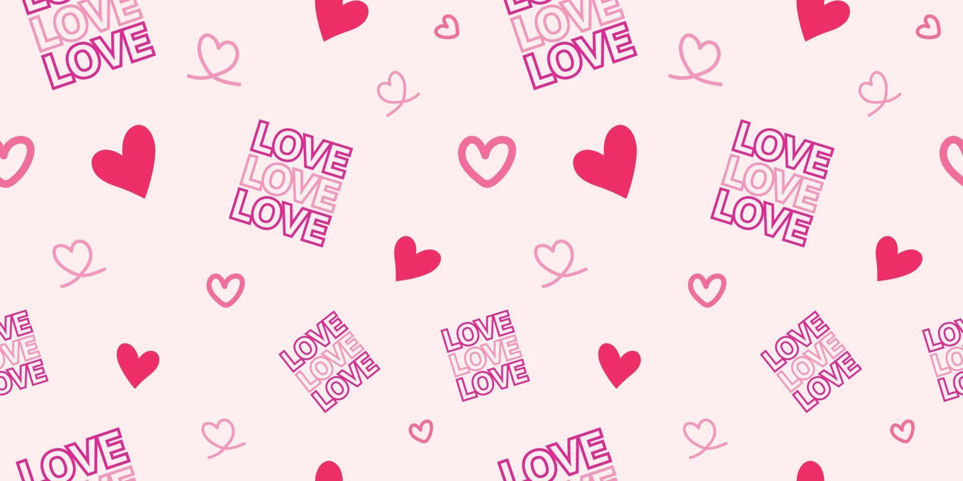 Heart and love alphabet seamless pattern background. vector bg