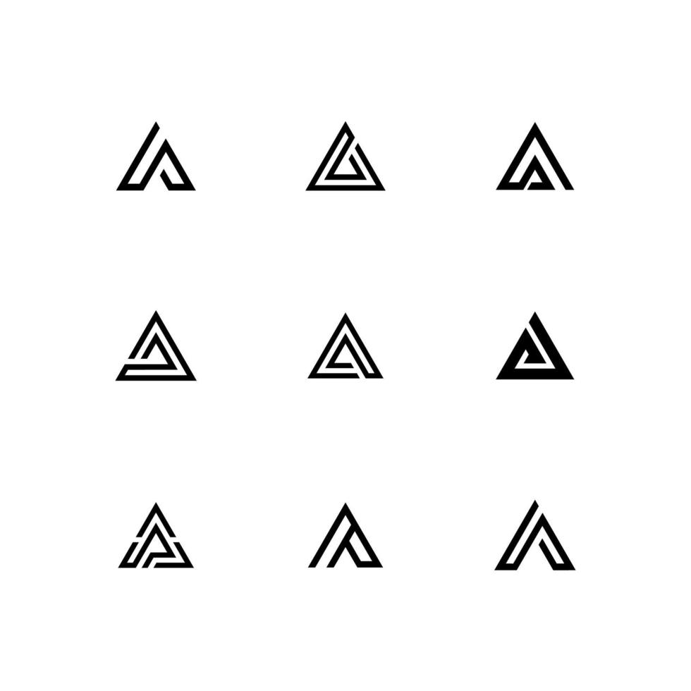 colección de iconos de triángulo negro. elementos de diseño lineal