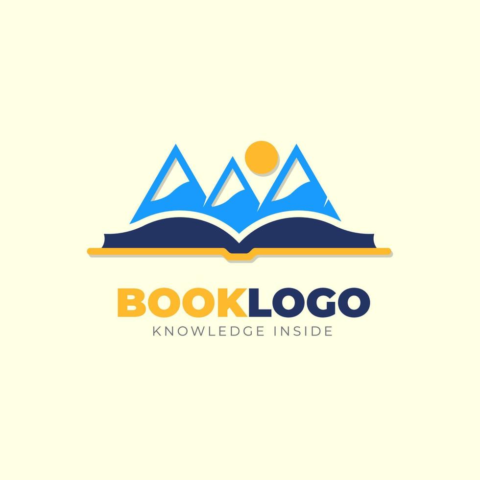 logotipo de libro de montaña de aventura vector