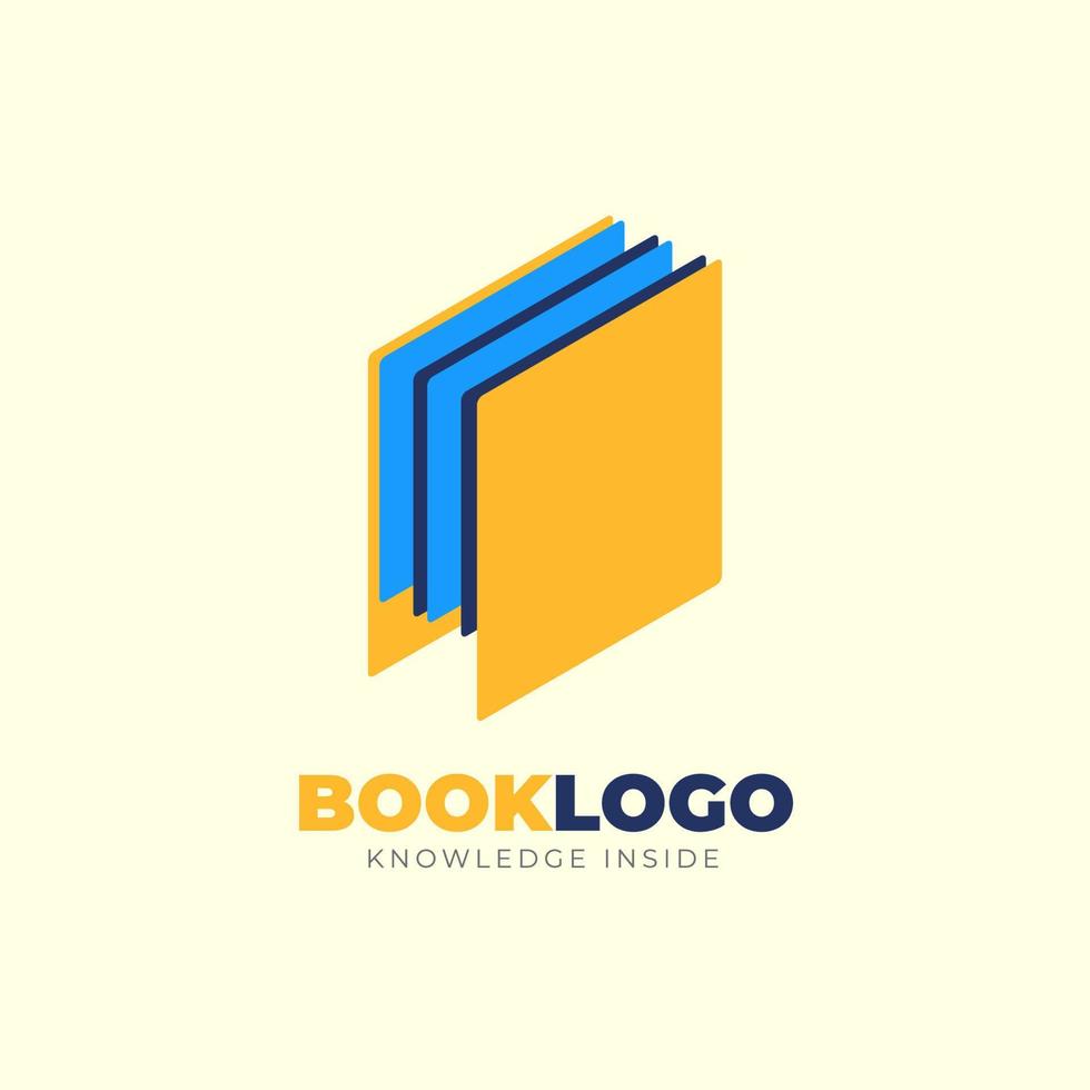 logotipo de libro de forma mínima en capas vector