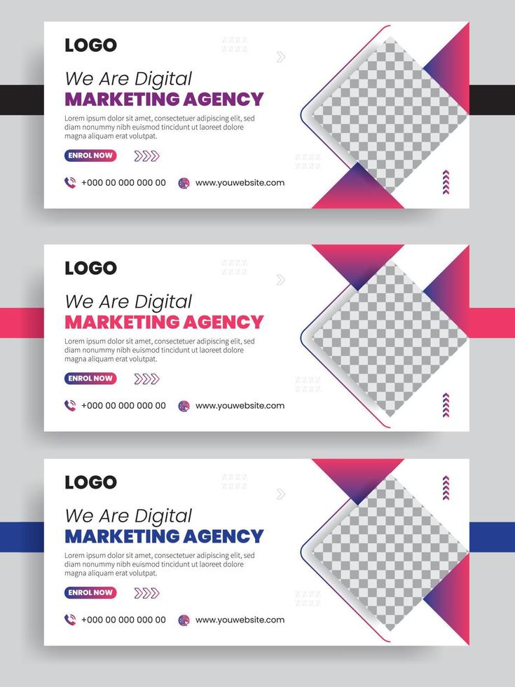 Marketing agency Meta Cover Design Template, web banner template design set, facebook group profile cover design vector