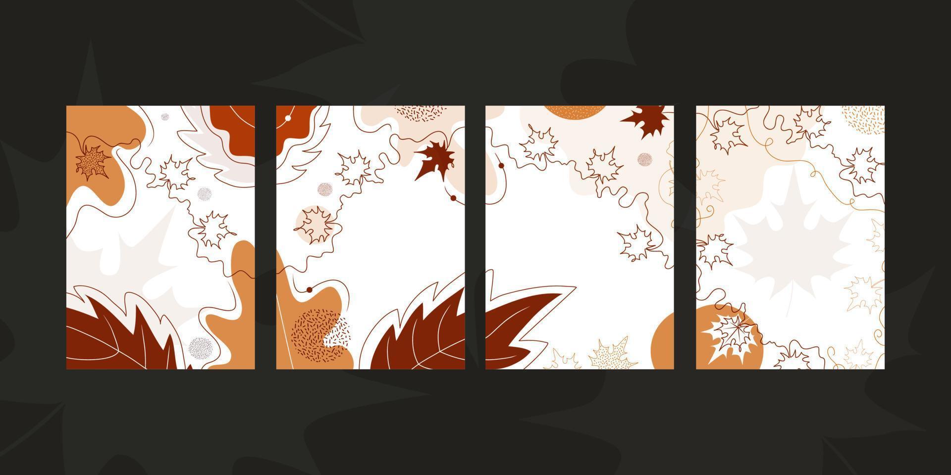 Set ofautumn card template with elements minimalist art. Puzzle. Design layout for invitation, promo, cover. Vector illustration in abstract style.