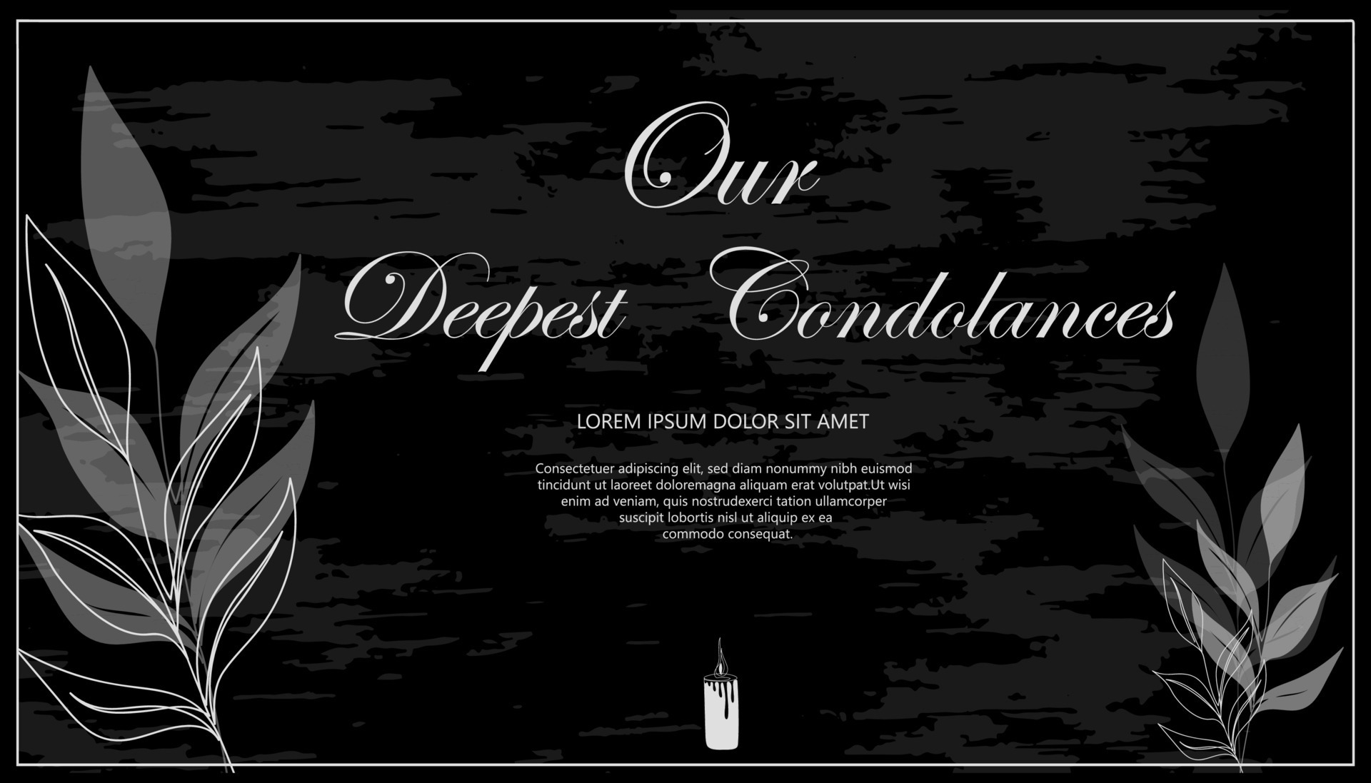 Black condolences card with grunge background Text branch plant Black condolences card with grunge background Text branch plant