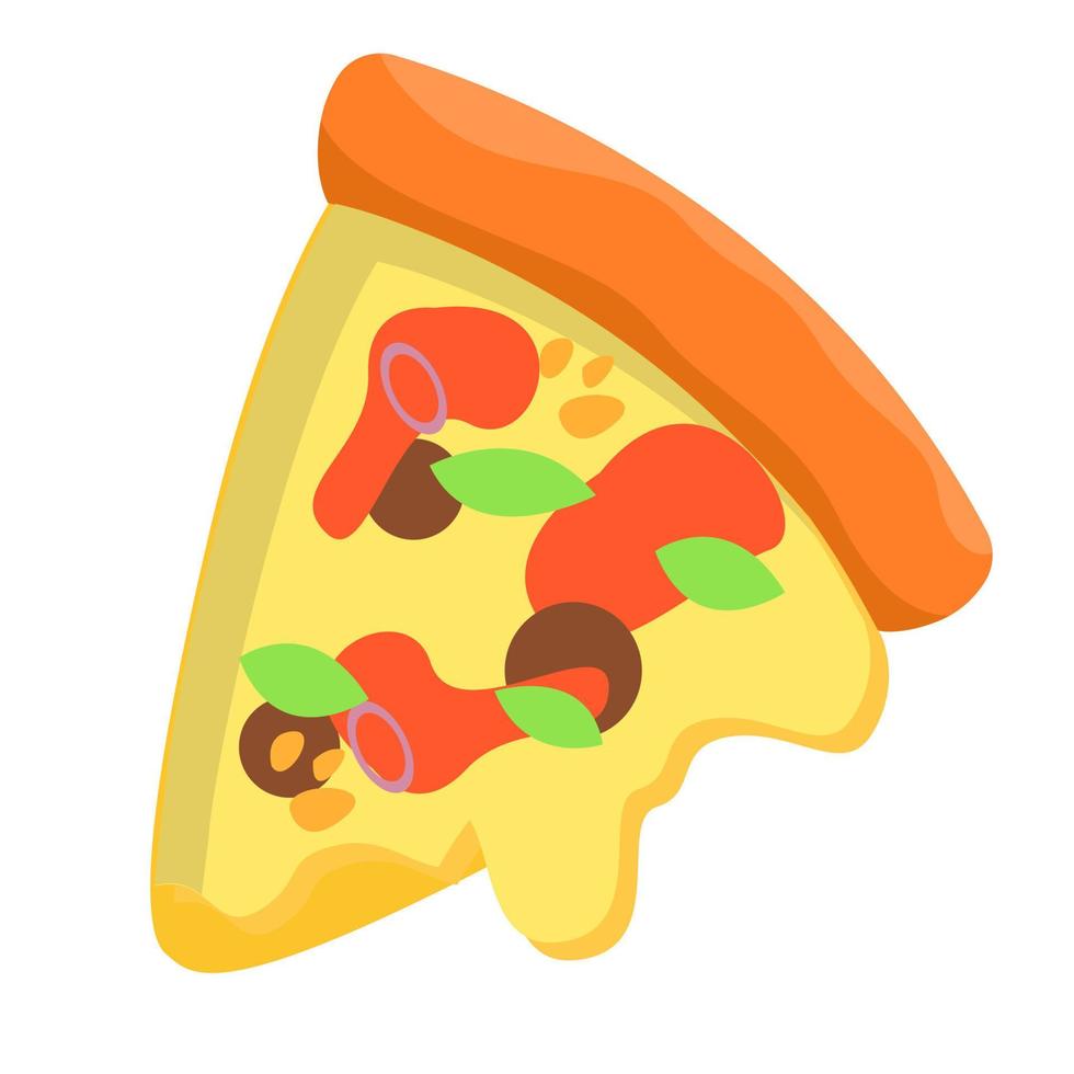 vector de ilustración de rebanada de pizza aislado sobre fondo blanco