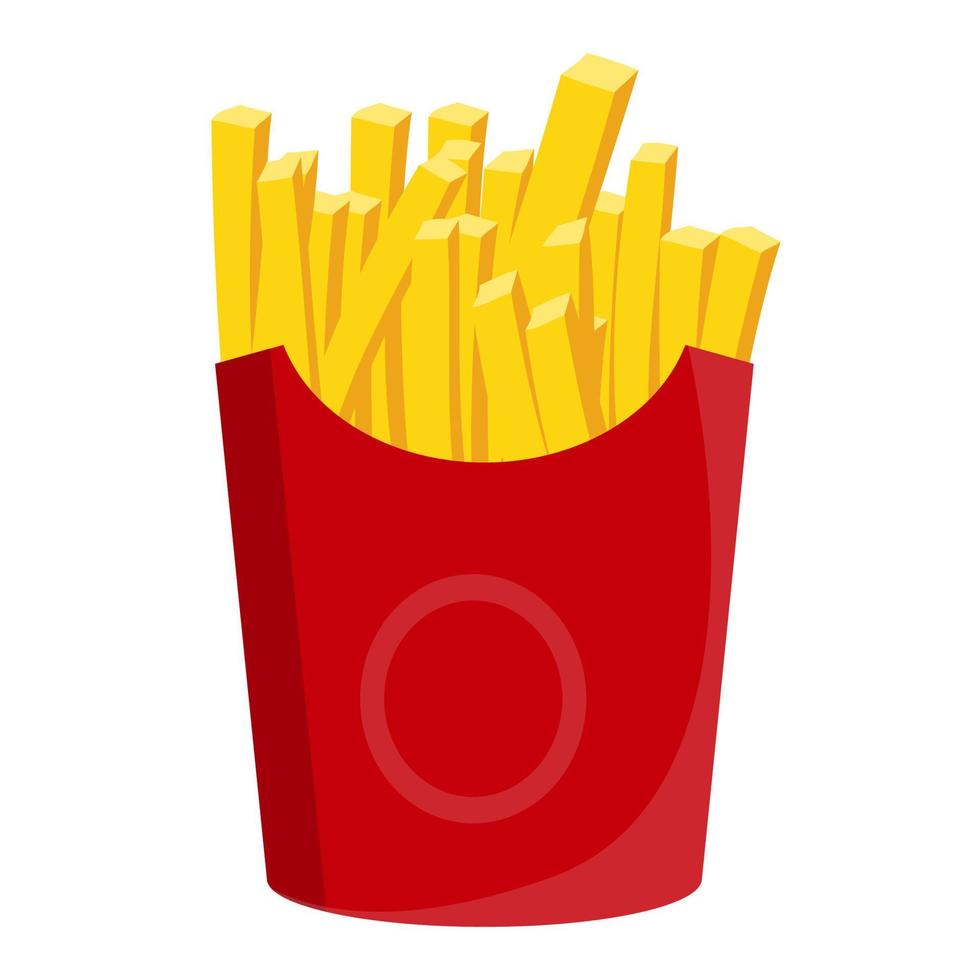 papas fritas ilustración de patata aislado sobre fondo blanco. comida rápida en caja de cartón rojo vector