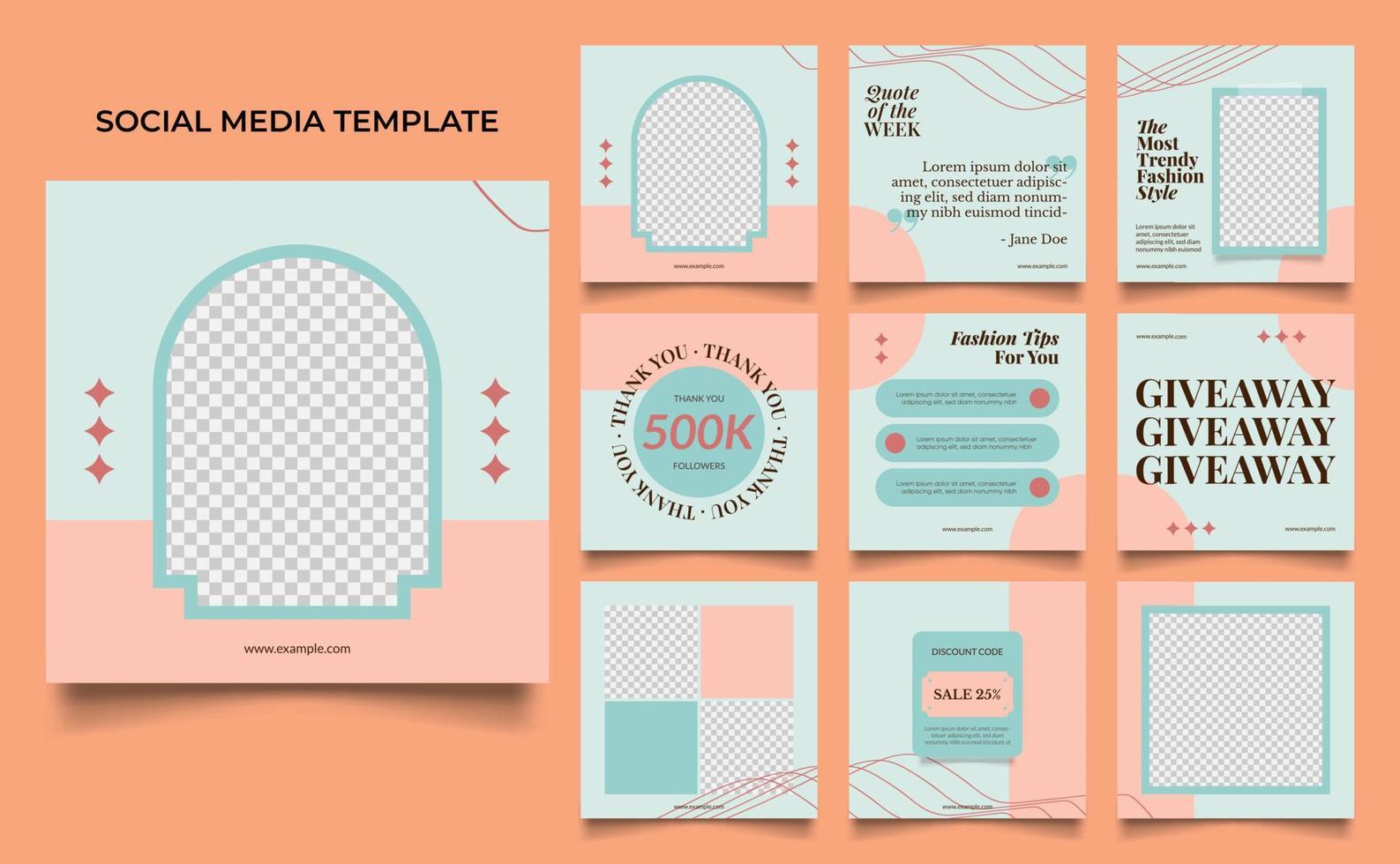 social media template banner fashion sale promotion in blue peach color vector