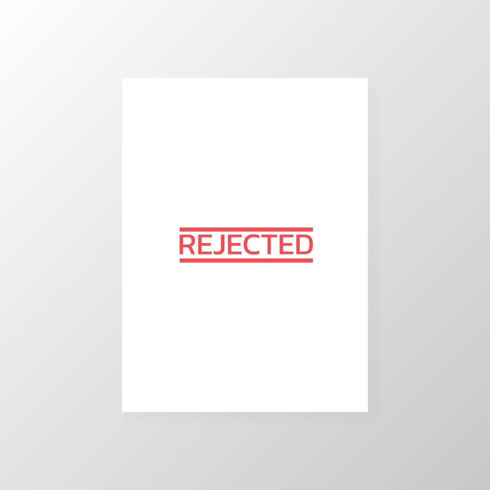 Red rejected stamp on paper sheet, Vector. vector