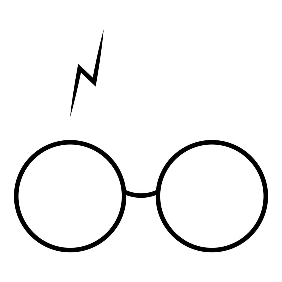 Symbol from the book about Harry Potter glasses and lightning. Vector illustration