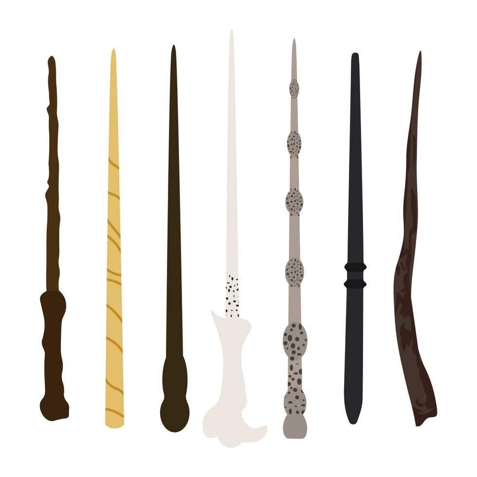 Set of magic wands for witches and wizards vector