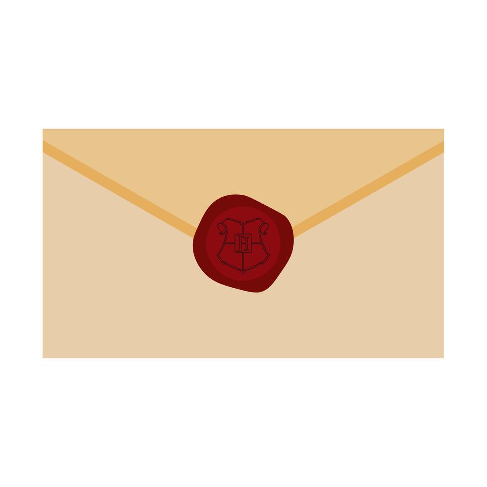 Letter from the school of magic with a stamp. vector