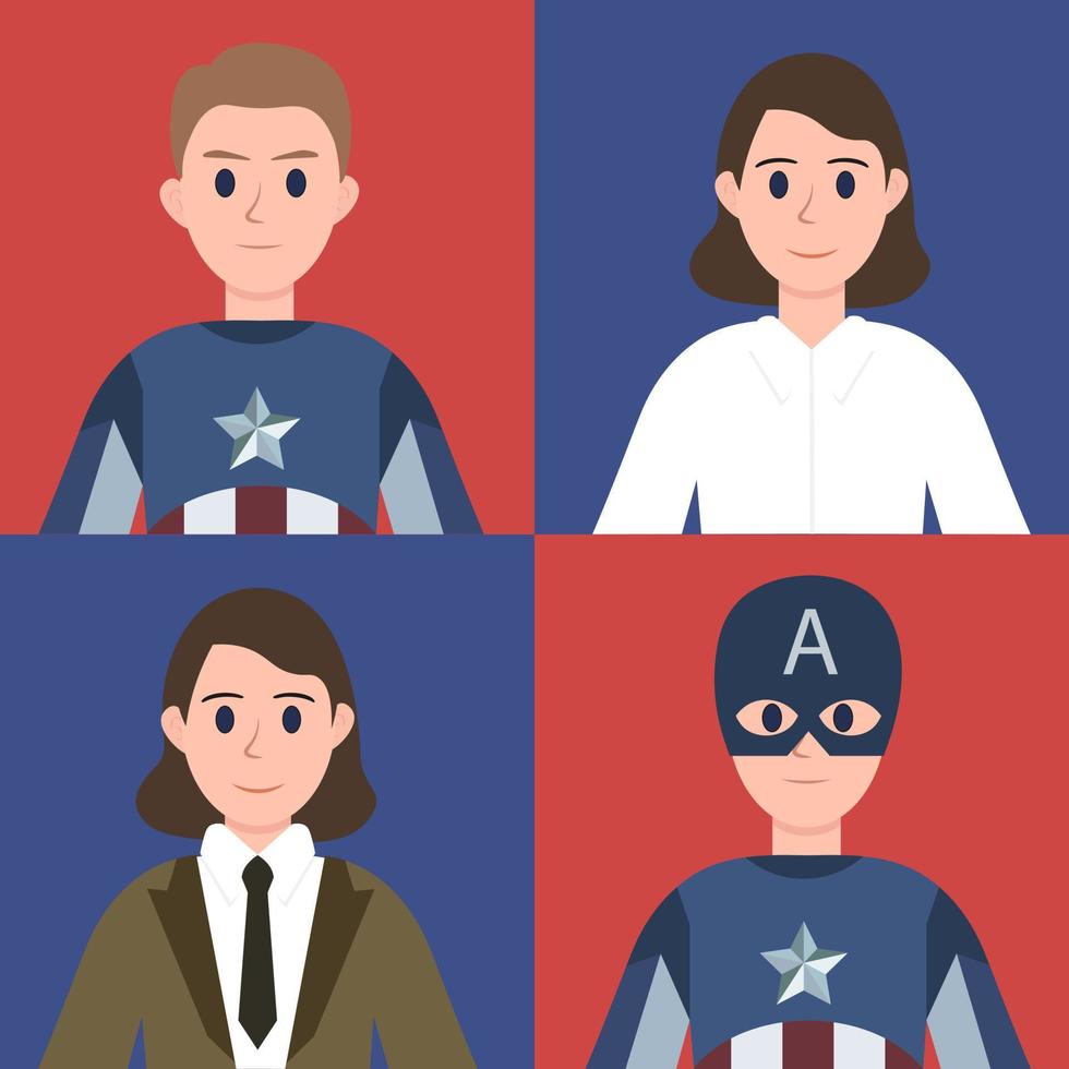 capitan america y su novia. ilustración vectorial vector