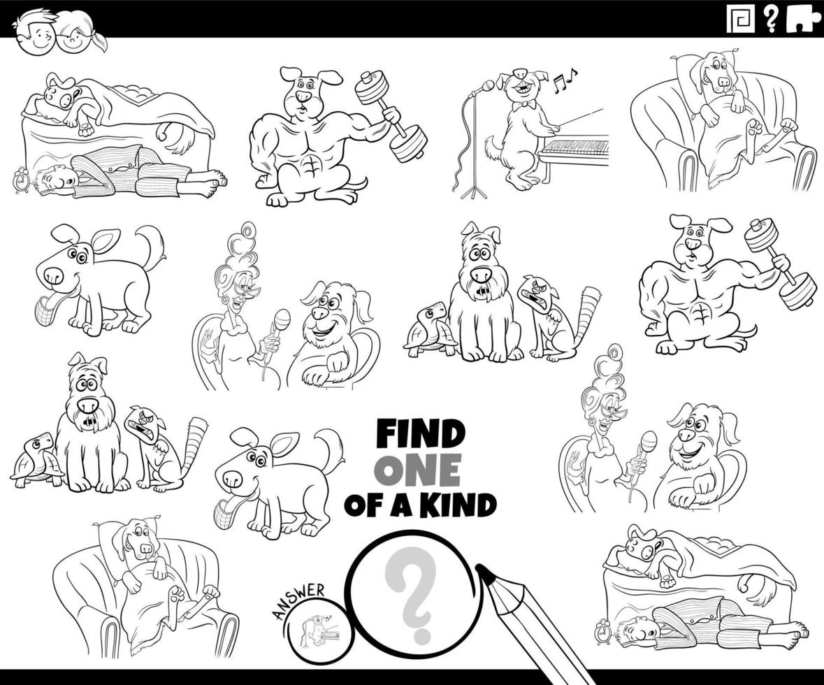 one of a kind activity with cartoon dogs coloring page 12782932 Vector