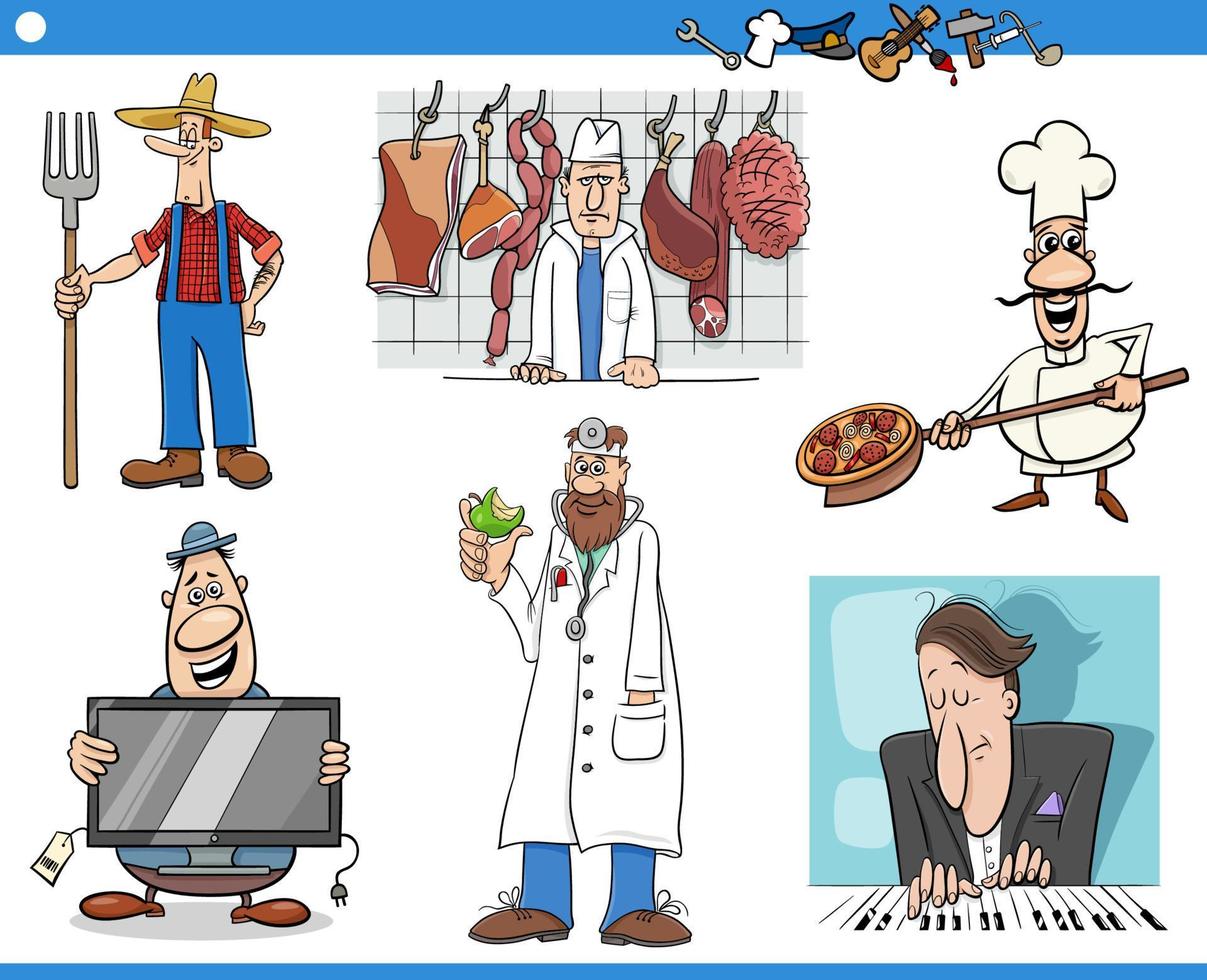 cartoon people characters and their occupations set vector