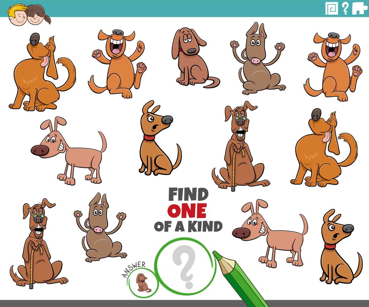 one of a kind game with funny cartoon dogs vector