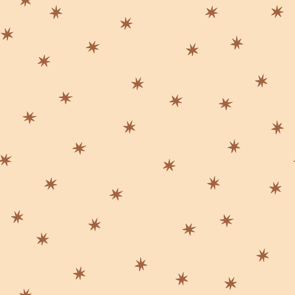 Boho Christmas pattern seamless with stars. Little stars repeated background. Cute hand drawing boho style prints. Vector illustration. Wrapping paper fabric, textile. Winter holidays print