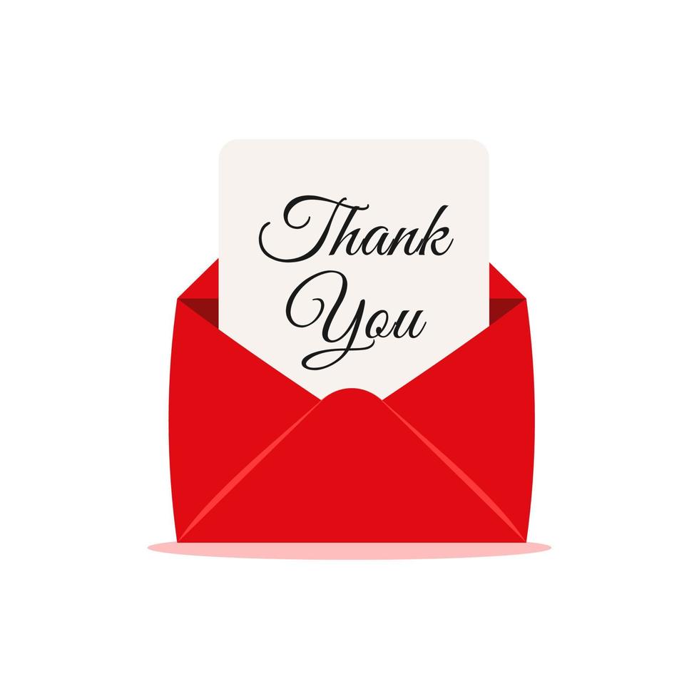 Red mailing envelope with a Thank you message vector