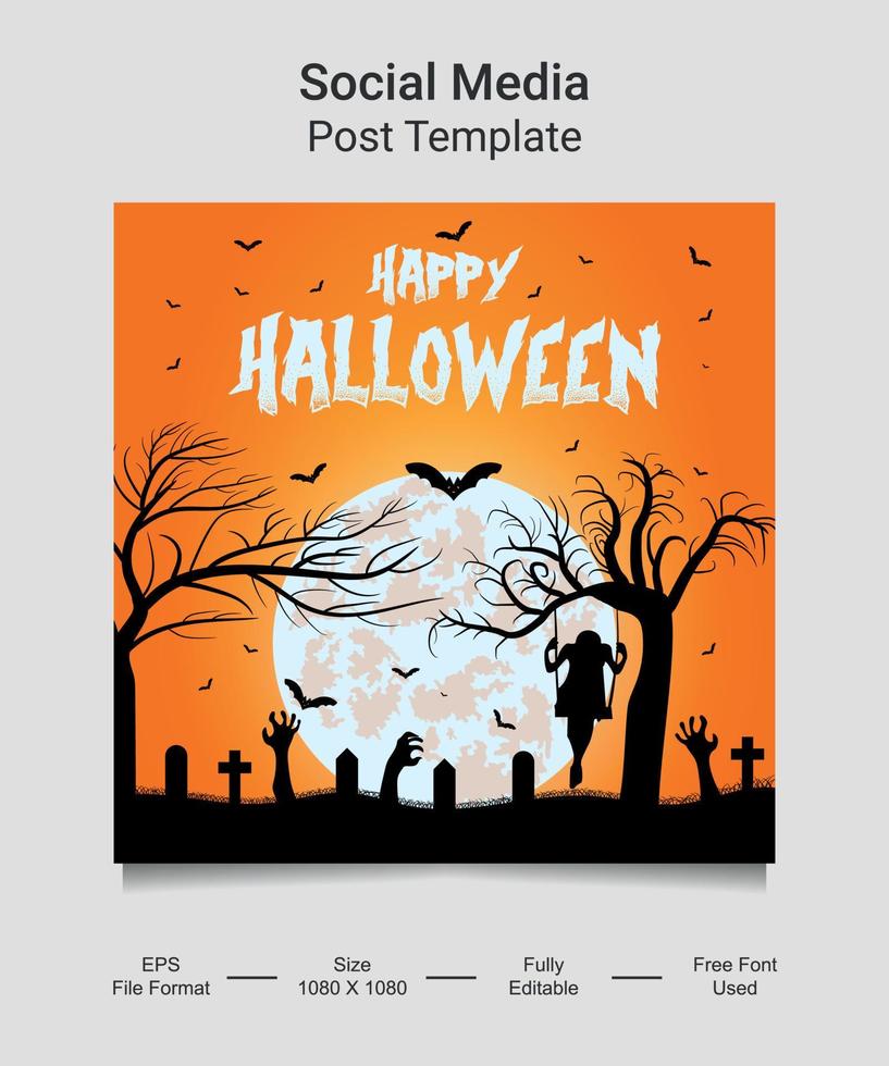 Happy Halloween Social media post template design. Very suitable for social media posts, banners, cards, websites etc. vector