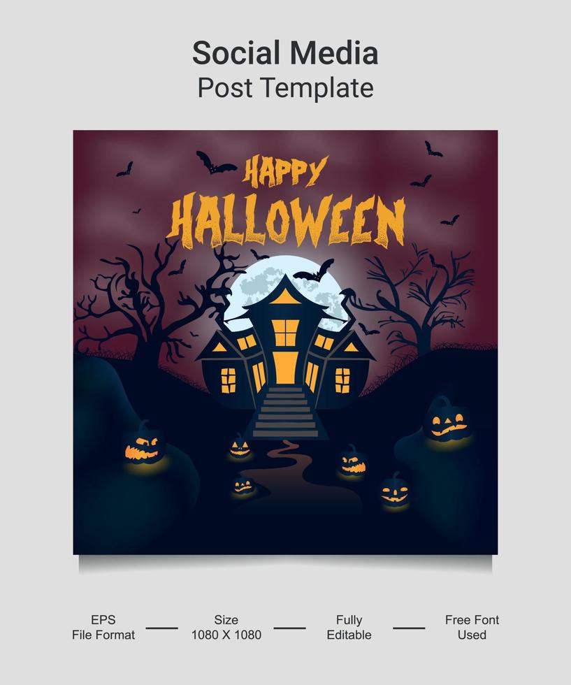 Happy Halloween Social media post template design. Very suitable for social media posts, banners, cards, websites etc. vector