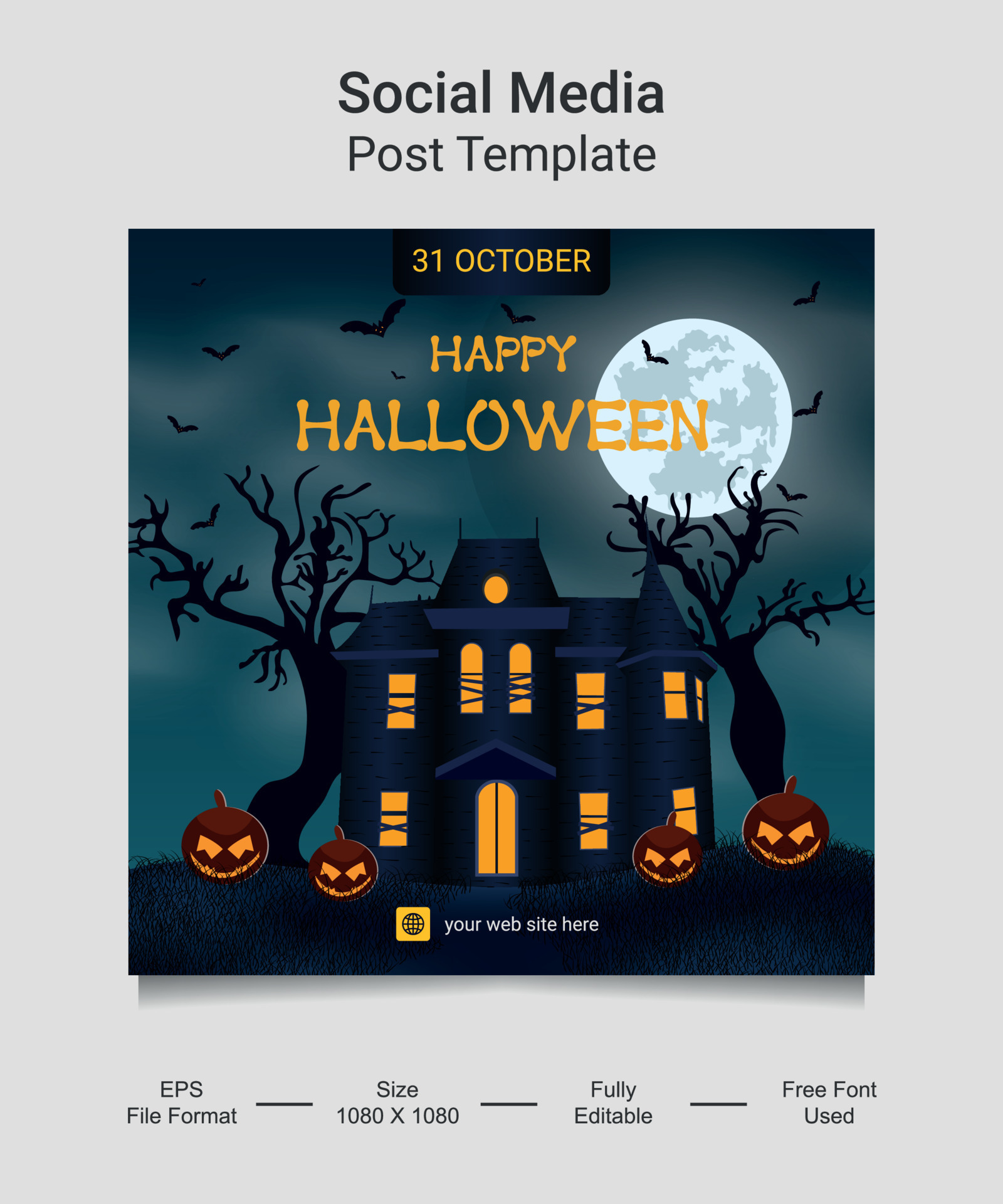 Happy Halloween Social media post template design. Very suitable for 