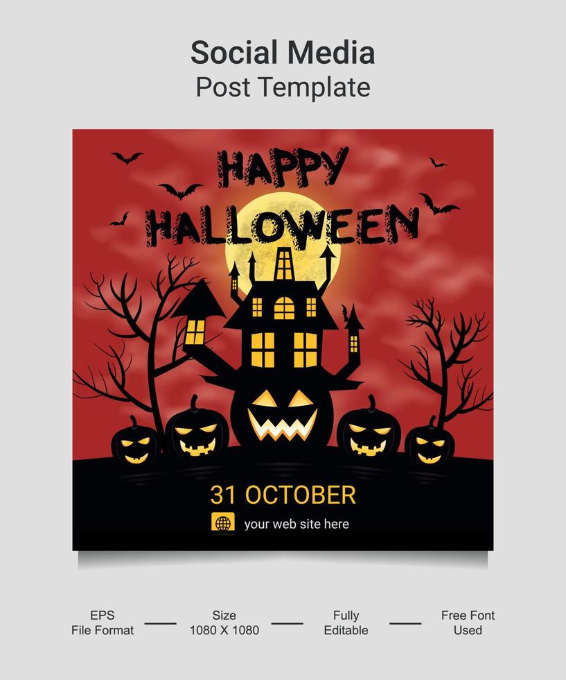 Happy Halloween Social media post template design. Very suitable for social media posts, banners, cards, websites etc. vector