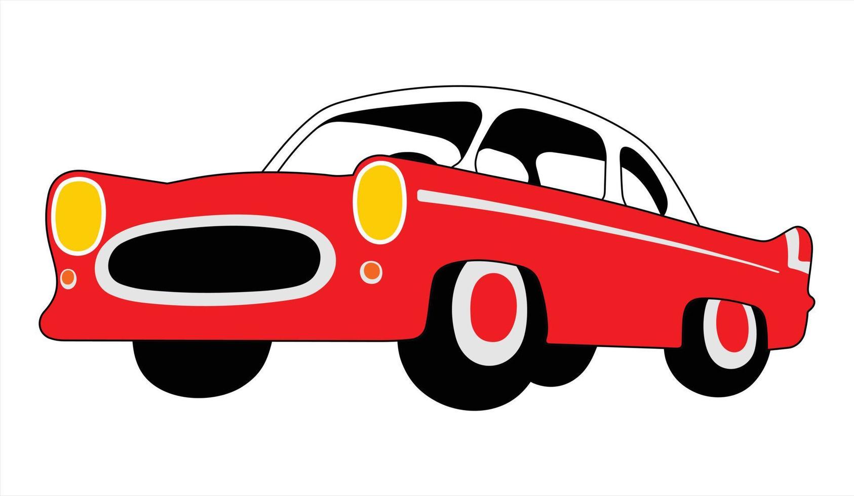 Old red and white cartoon car vector