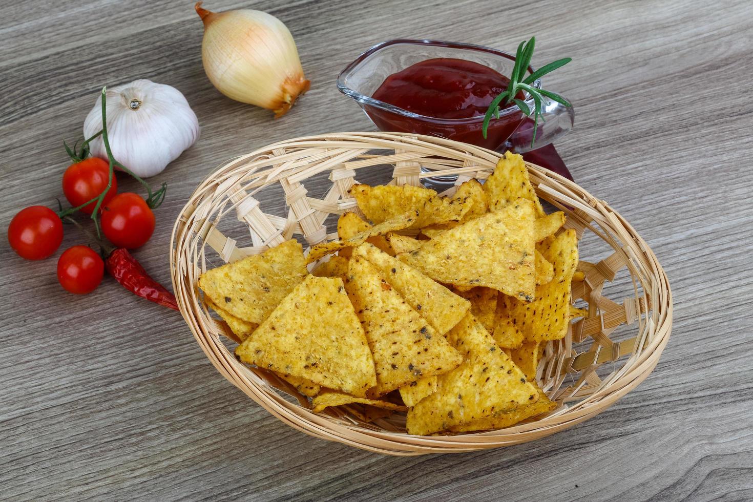 Nachos on wood photo