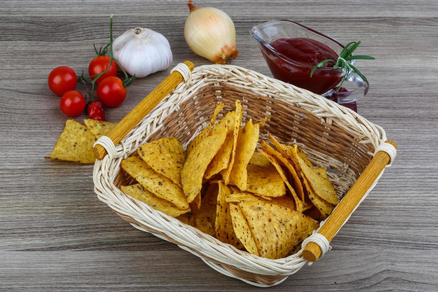 Nachos on wood photo