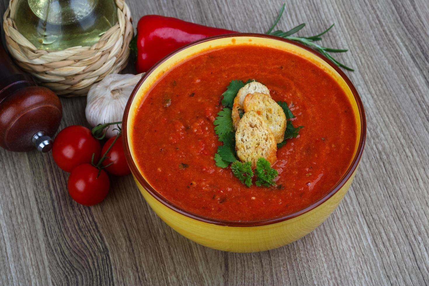 Gazpacho on wood photo