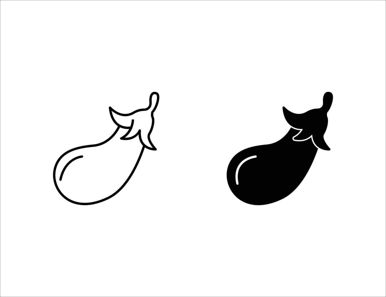 eggplant icon. outline icon and solid icon vector