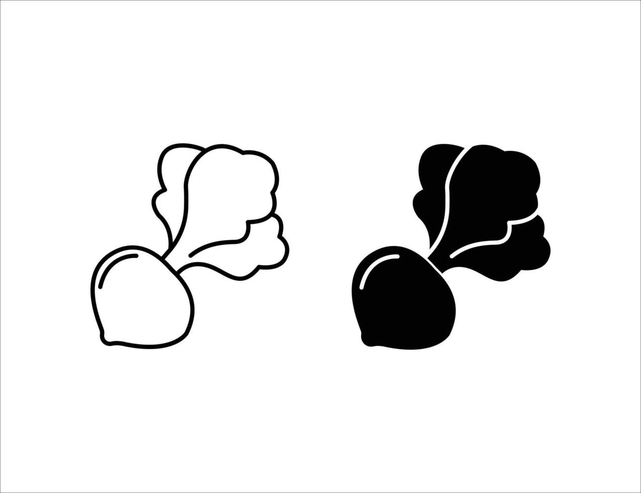 radish icon. outline icon and solid icon vector
