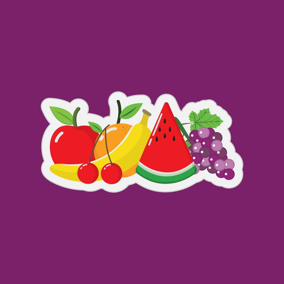 vector de diseño de frutas frescas pegatinas