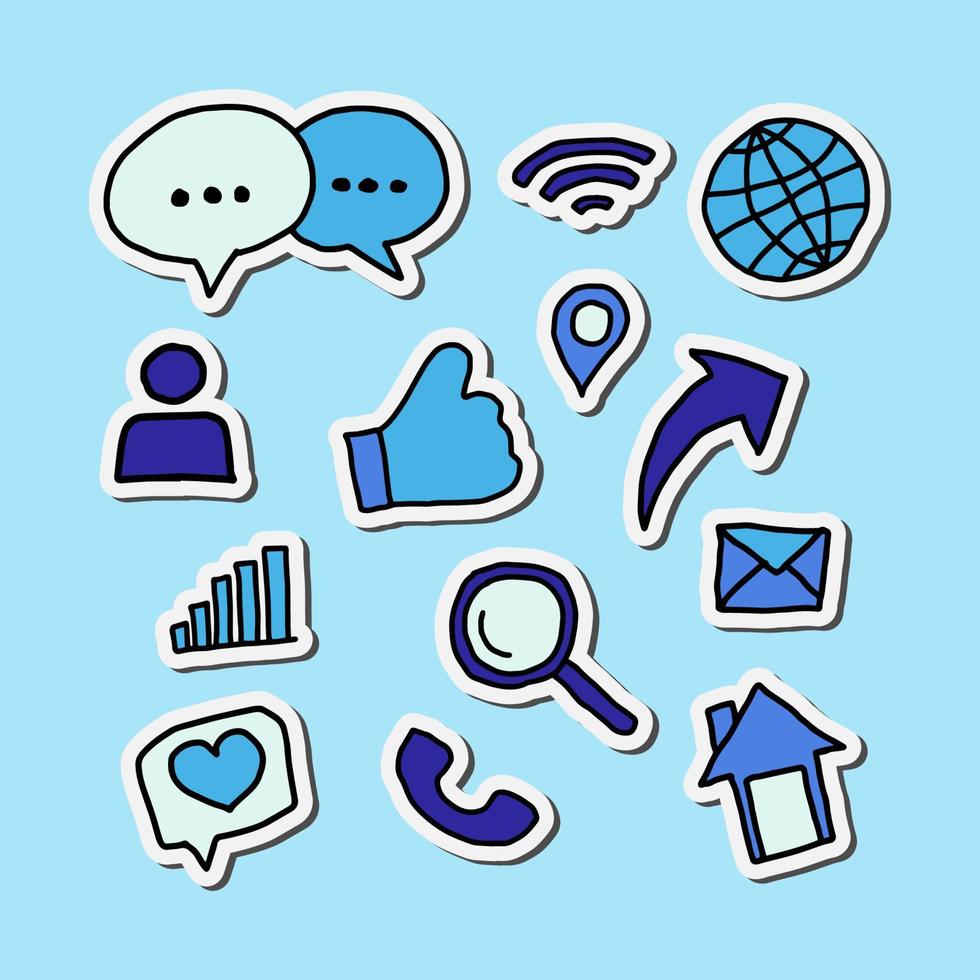 Vector design of blue social media icon stickers