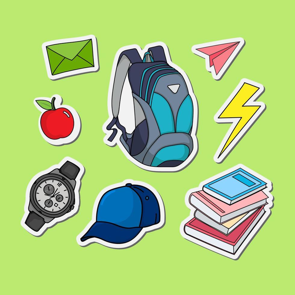 Illustration of stickers for school boys style vector